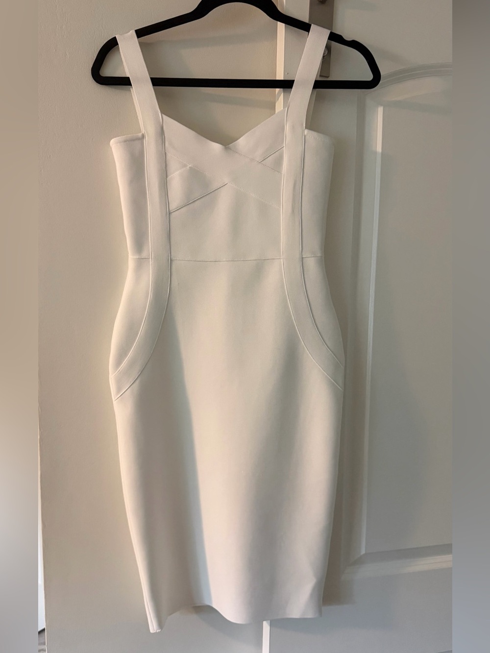 Classic White Square-Neck Sheath Bodycon Dress